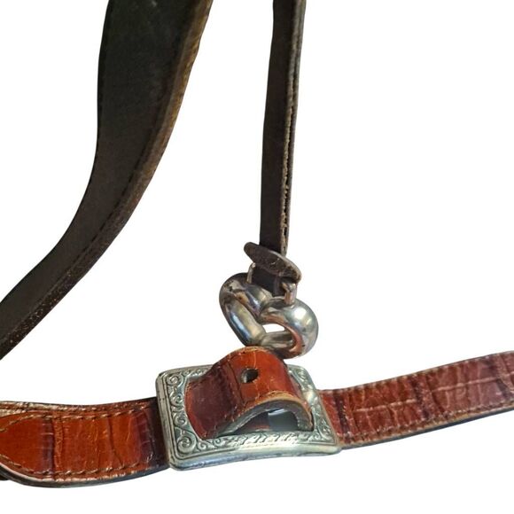 Brighton “Gillian” Organizer Crossbody Bag – Brown Croc Embossed Leather - Picture 4 of 11